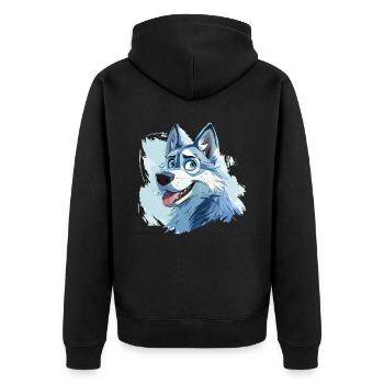 Husky chien traîneau chien race dessin animé d’hiver - Veste à capuche bio Premium Unisexe - noir - Dos - Nico (187cm)