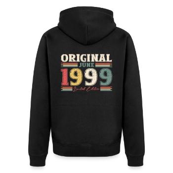 Légende Juin 1999 Millésime 1999 Anniversaire 1999 - Veste à capuche bio Premium Unisexe - noir - Dos - Nico (187cm)