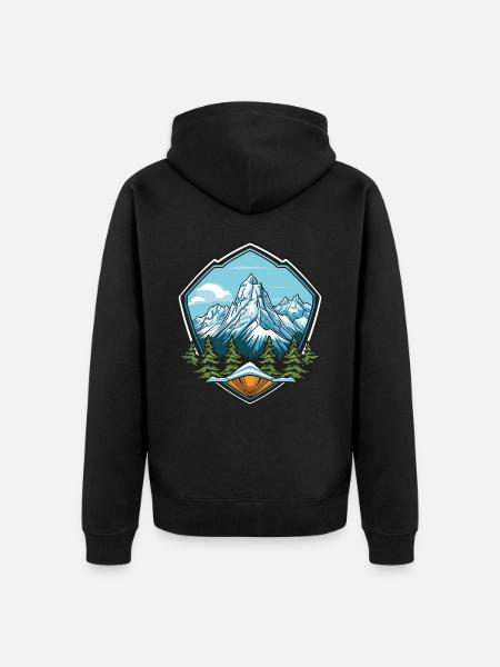 Berge Wandern Symbol - Unisex Premium Bio Zip Hoodie - Schwarz