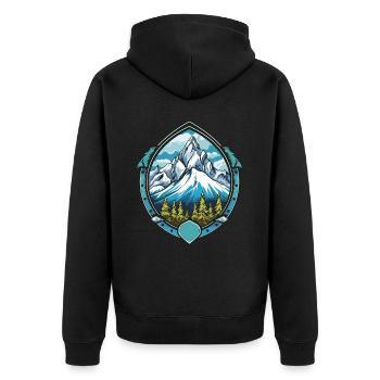 Alpen Berge Symbol - Unisex Premium Bio Zip Hoodie - Schwarz - Hinten - Nico (187cm)