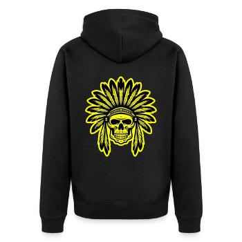 Crâne de chef indien apache - Veste à capuche bio Premium Unisexe - noir - Dos - Nico (187cm)