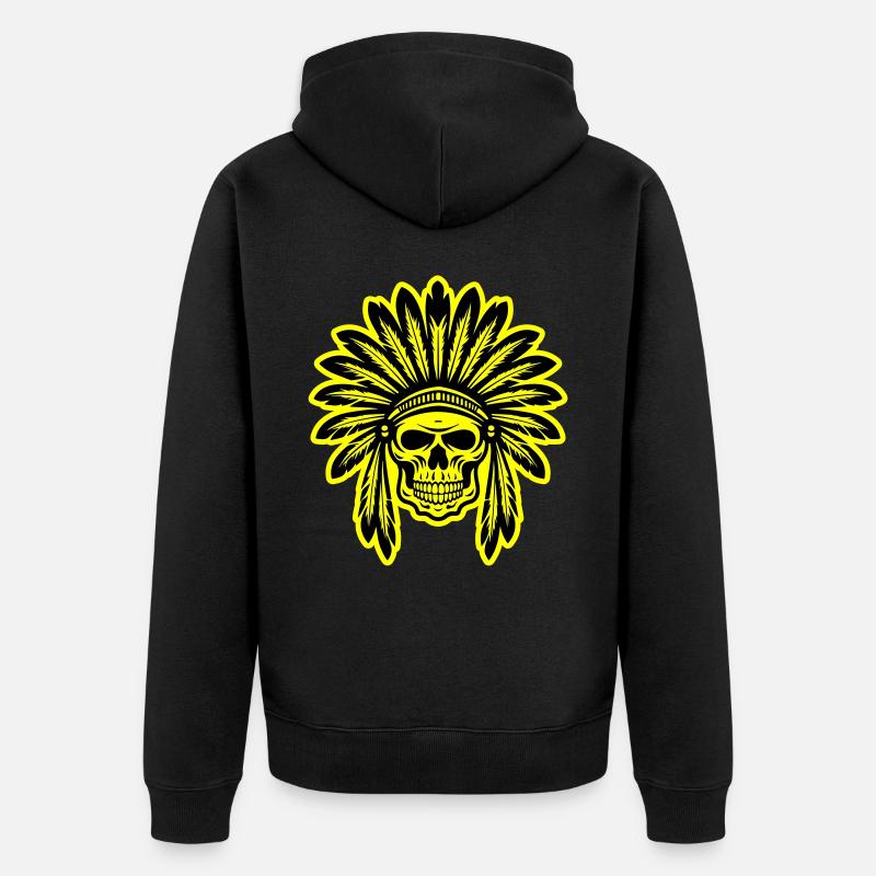 Crâne de chef indien apache - Veste à capuche bio Premium Unisexe - noir