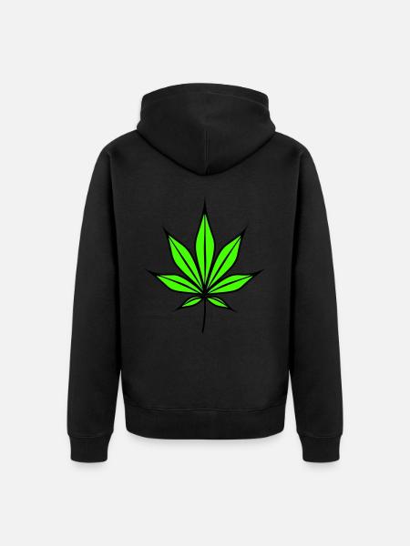 Hemp Leaf Weed Hemp Symbol - Unisex Premium Organic Zip Hoodie - black