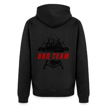 Grill Bbq Team Barbecue - Unisex Premium Bio Zip Hoodie - Schwarz - Hinten - Nico (187cm)