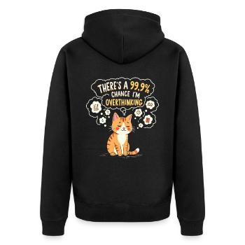 Cat Thinks Too Sarcastic Humor - Unisex Premium Organic Zip Hoodie - black - Back - Nico (187cm)