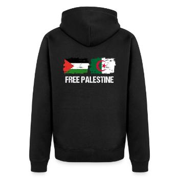 Algérie Cadeau Palestine Palestine Libre Gaza - Veste à capuche bio Premium Unisexe - noir - Dos - Nico (187cm)