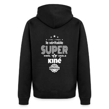 super kiné 100% génial humour - Veste à capuche bio Premium Unisexe - noir - Dos - Nico (187cm)