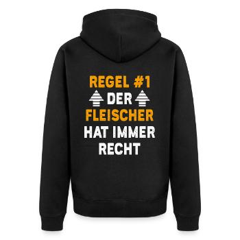 Fleischer Geschenk Geburtstag Spruch - Unisex Premium Bio Zip Hoodie - Schwarz - Hinten - Nico (187cm)
