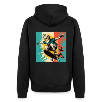 Skater Boy - Unisex Premium Organic Zip Hoodie - black - Back - Nico (187cm)
