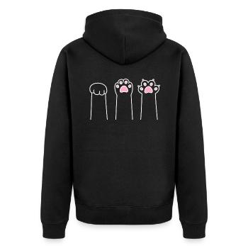 Cat Paw Game Cat Paws Stone Paper Scissors - Unisex Premium Organic Zip Hoodie - black - Back - Nico (187cm)