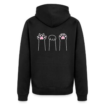 Cat Paw Game Cat Paws Scissors Stone Paper - Unisex Premium Organic Zip Hoodie - black - Back - Nico (187cm)