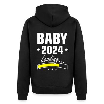 Baby 2024 Loading - Unisex Premium Bio Zip Hoodie - Schwarz - Hinten - Nico (187cm)