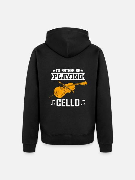 I'd rather play the cello - Unisex Premium Organic Zip Hoodie - black