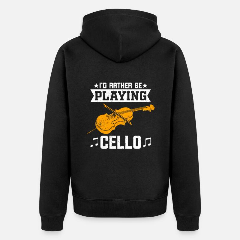 I'd rather play the cello - Unisex Premium Organic Zip Hoodie - black
