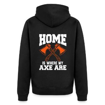 Home Is Where My Axe Are - Unisex Premium Organic Zip Hoodie - black - Back - Nico (187cm)