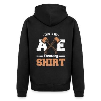 This Is My Axe Throwing Shirt - Unisex Premium Organic Zip Hoodie - black - Back - Nico (187cm)