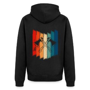 Vintage Axe Throwing Retro Axe Throwing - Unisex Premium Bio Zip Hoodie - Schwarz - Hinten - Nico (187cm)