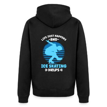 Life Just Happens And Ice Skating Helps - Unisex Premium Bio Zip Hoodie - Schwarz - Hinten - Nico (187cm)