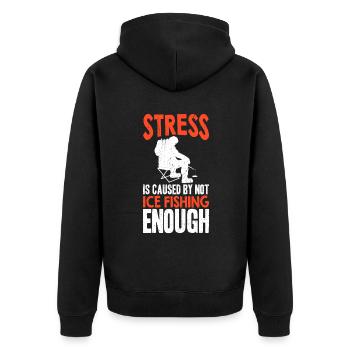 Le stress est causé par le fait de ne pas pêcher sur la glace - Veste à capuche bio Premium Unisexe - noir - Dos - Nico (187cm)