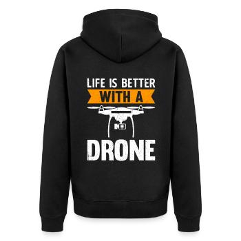 Life Is Better With A Drone - Unisex Premium Organic Zip Hoodie - black - Back - Nico (187cm)