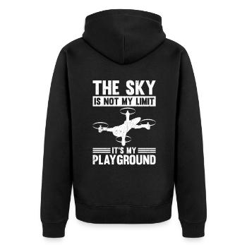 Drones The Sky Is Not My Limit - Unisex Premium Organic Zip Hoodie - black - Back - Nico (187cm)