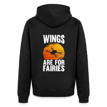 Drones Wings Are For Fairies - Unisex Premium Organic Zip Hoodie - black - Back - Nico (187cm)