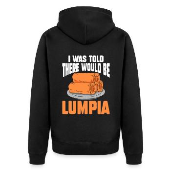 I Was Told There Would Be Lumpia - Unisex Premium Bio Zip Hoodie - Schwarz - Hinten - Nico (187cm)