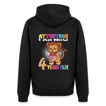 Anniversaire de lion j’ai maintenant 4 ans - Veste à capuche bio Premium Unisexe - noir - Dos - Nico (187cm)