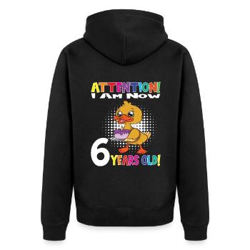 Anniversaire de canard J'ai maintenant 6 ans - Veste à capuche bio Premium Unisexe - noir - Dos - Nico (187cm)