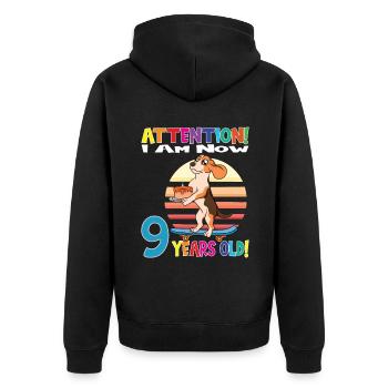 Dog Birthday I Am Now 9 Years Old - Unisex Premium Organic Zip Hoodie - black - Back - Nico (187cm)