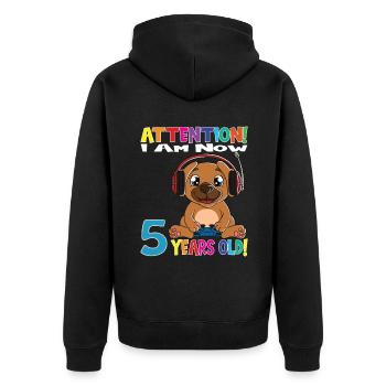 Anniversaire de chien de jeu J'ai maintenant 5 ans - Veste à capuche bio Premium Unisexe - noir - Dos - Nico (187cm)