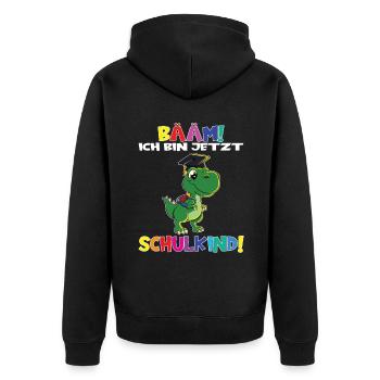 Bääm! Ich Bin Jetzt Schulkind Einschulung - Unisex Premium Bio Zip Hoodie - Schwarz - Hinten - Nico (187cm)
