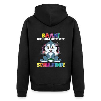 Bääm! Ich Bin Jetzt Schulkind Einschulung - Unisex Premium Bio Zip Hoodie - Schwarz - Hinten - Nico (187cm)