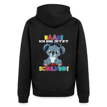 Bääm! Ich Bin Jetzt Schulkind Einschulung - Unisex Premium Bio Zip Hoodie - Schwarz - Hinten - Nico (187cm)