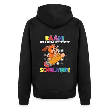 Bääm! Ich Bin Jetzt Schulkind Einschulung - Unisex Premium Bio Zip Hoodie - Schwarz - Hinten - Nico (187cm)