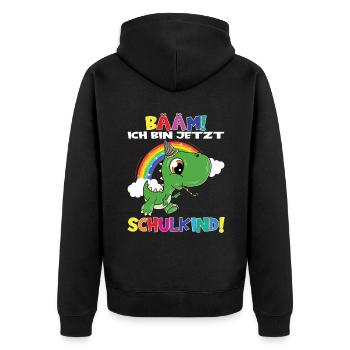 Bääm! Ich Bin Jetzt Schulkind Einschulung - Unisex Premium Bio Zip Hoodie - Schwarz - Hinten - Nico (187cm)