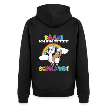Bääm! Ich Bin Jetzt Schulkind Einschulung - Unisex Premium Bio Zip Hoodie - Schwarz - Hinten - Nico (187cm)