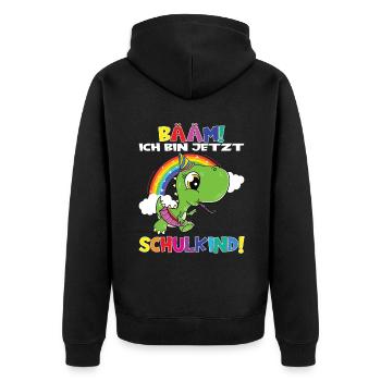 Bääm! Ich Bin Jetzt Schulkind Einschulung - Unisex Premium Bio Zip Hoodie - Schwarz - Hinten - Nico (187cm)