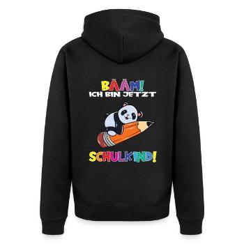 Bääm! Ich Bin Jetzt Schulkind Einschulung - Unisex Premium Bio Zip Hoodie - Schwarz - Hinten - Nico (187cm)