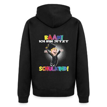 Bääm! Ich Bin Jetzt Schulkind Einschulung - Unisex Premium Bio Zip Hoodie - Schwarz - Hinten - Nico (187cm)