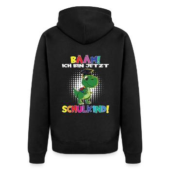 Bääm! Ich Bin Jetzt Schulkind Einschulung - Unisex Premium Bio Zip Hoodie - Schwarz - Hinten - Nico (187cm)