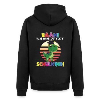 Bääm! Ich Bin Jetzt Schulkind Einschulung - Unisex Premium Bio Zip Hoodie - Schwarz - Hinten - Nico (187cm)