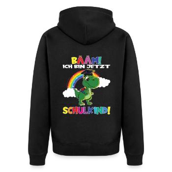 Bääm! Ich Bin Jetzt Schulkind Einschulung - Unisex Premium Bio Zip Hoodie - Schwarz - Hinten - Nico (187cm)