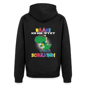 Bääm! Ich Bin Jetzt Schulkind Einschulung - Unisex Premium Bio Zip Hoodie - Schwarz - Hinten - Nico (187cm)