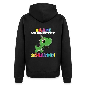 Bääm! Ich Bin Jetzt Schulkind Einschulung - Unisex Premium Bio Zip Hoodie - Schwarz - Hinten - Nico (187cm)