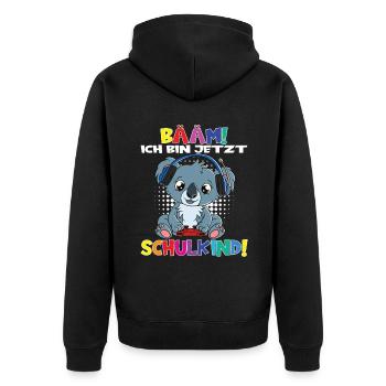 Bääm! Ich Bin Jetzt Schulkind Einschulung - Unisex Premium Bio Zip Hoodie - Schwarz - Hinten - Nico (187cm)