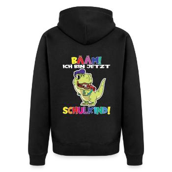Bääm! Ich Bin Jetzt Schulkind Einschulung - Unisex Premium Bio Zip Hoodie - Schwarz - Hinten - Nico (187cm)