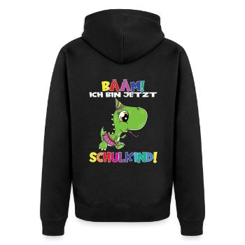 Bääm! Ich Bin Jetzt Schulkind Einschulung - Unisex Premium Bio Zip Hoodie - Schwarz - Hinten - Nico (187cm)