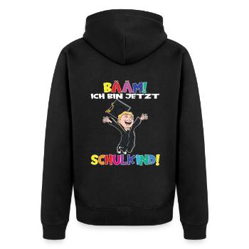 Bääm! Ich Bin Jetzt Schulkind Einschulung - Unisex Premium Bio Zip Hoodie - Schwarz - Hinten - Nico (187cm)