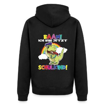 Bääm! Ich Bin Jetzt Schulkind Einschulung - Unisex Premium Bio Zip Hoodie - Schwarz - Hinten - Nico (187cm)